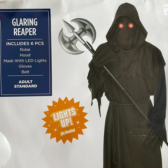 Glaring Reaper Light Up Adult Costume! New! - Picture 1 of 6